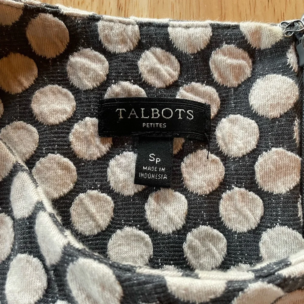 Talbots Black and White Polka Dot Midi Dress - Picture 2 of 3